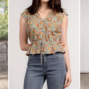 Mauby Gathered Peplum Top - Alhambra Floral